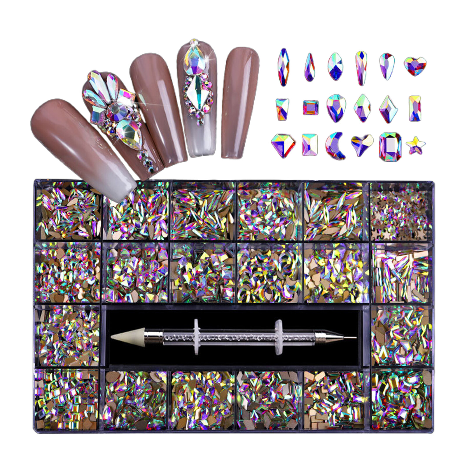 21กริด/กล่องเล็บ Rhinestone หัวแบนรูปร่างผิดปกติอะคริลิหรูหราเงาเล็บ Rhinestone เพื่อความงาม ราคา 774 บาท*ส่งฟรี