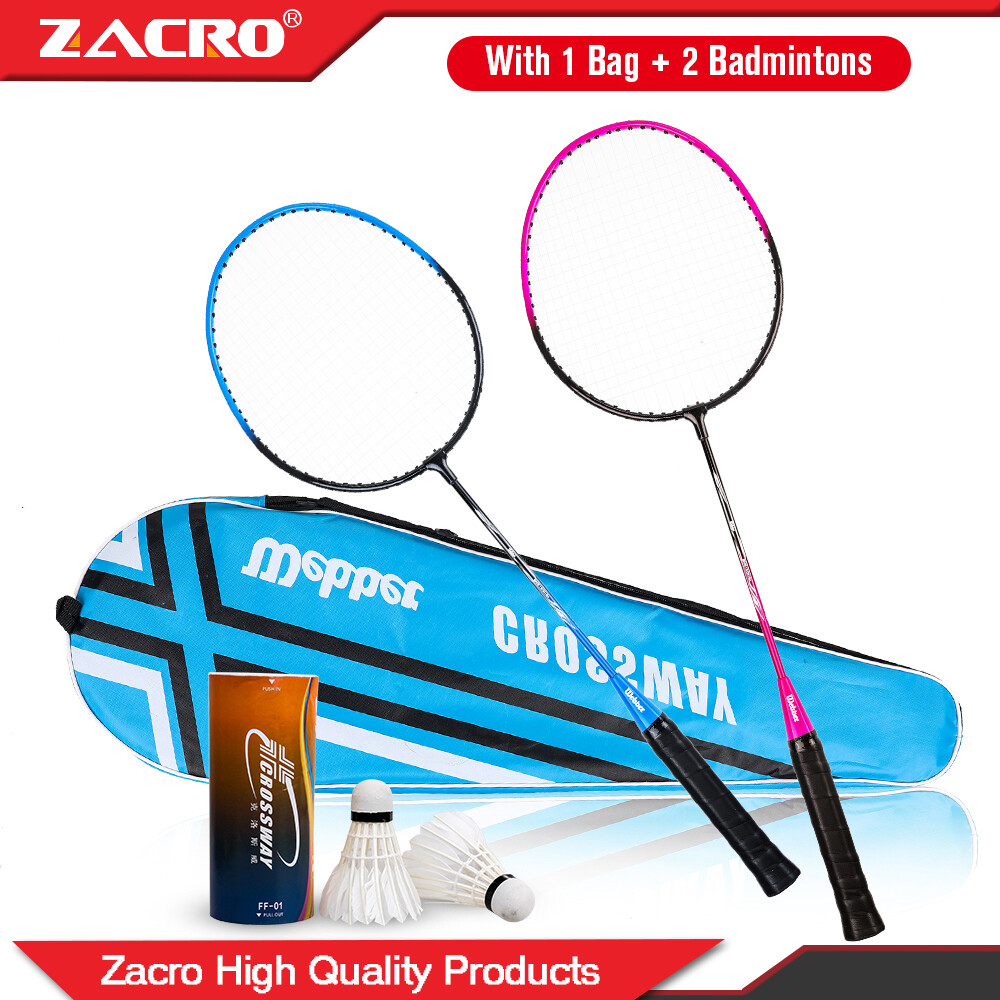 2 Chiếc Zacro VỢT CẦU LÔNG Ferroalloy Với 1 Túi + 2 Badminton Để Huấn Luyện Vợt Loại Tấn Công