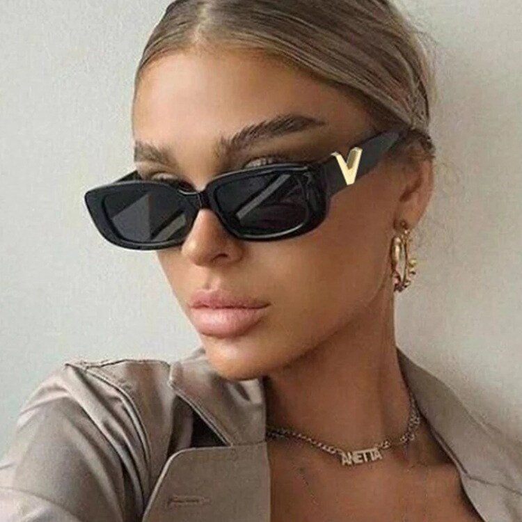 【Jane eyre fashion】 2023 Retro Rectangle Sunglasses Women Brand Designer Vintage Small Frame Sun Glasses Ladies Classic Black Square Oculos De Sol