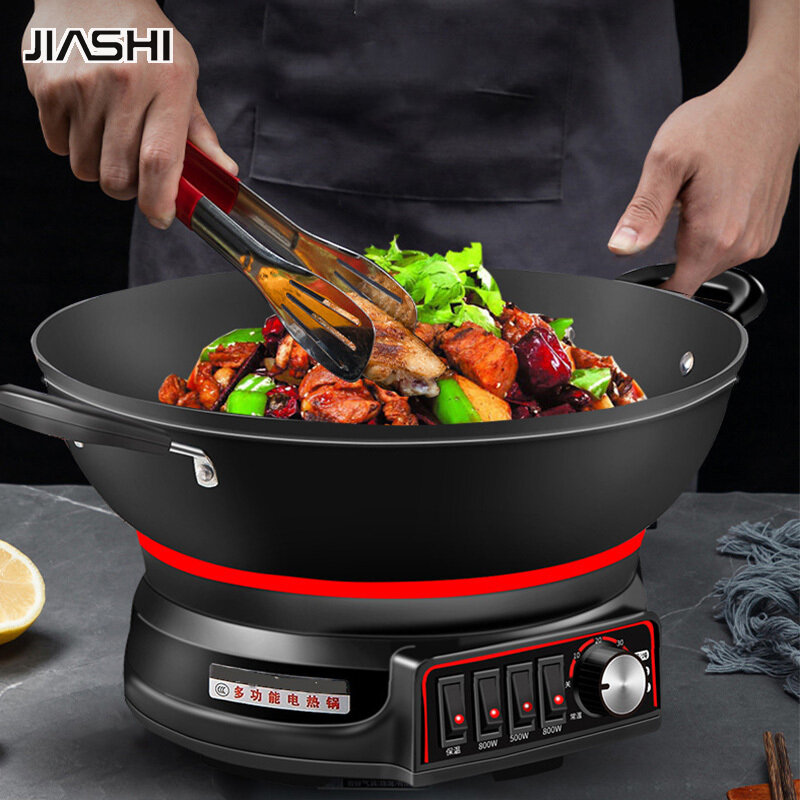Nồi làm nóng bằng điện gang đa năng jiashi Nồi hấp nồi nấu ăn bằng điện Nồi lẩu điện gia dụng chảo rán chạy điện Nồi hầm một nồi nấu ăn bằng điện cắm