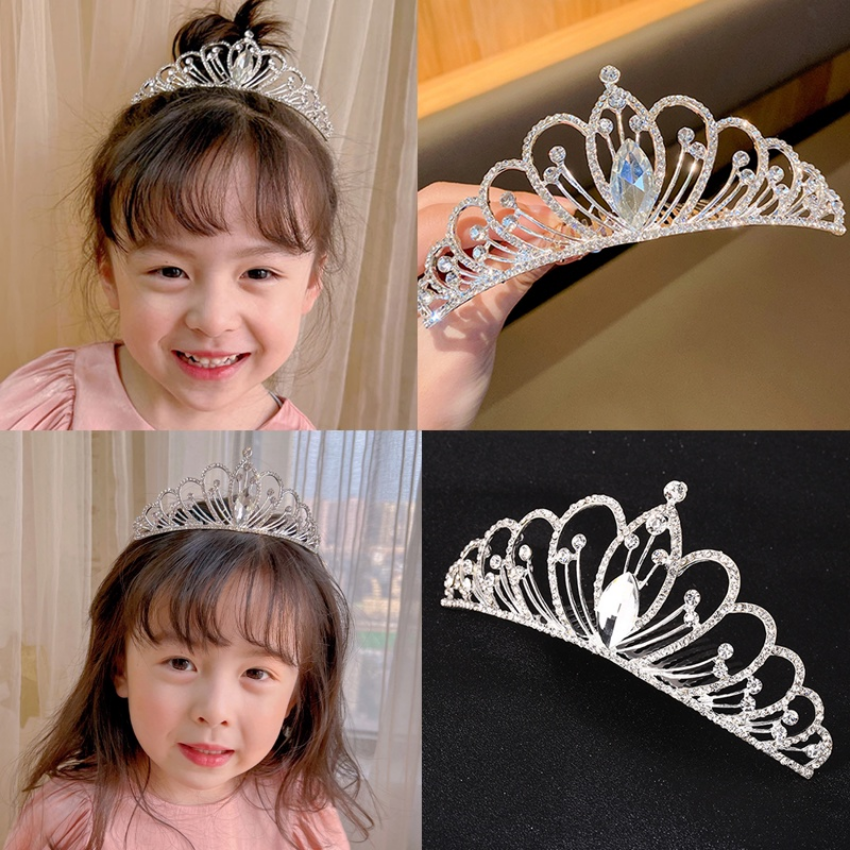 Pha Lê Công Chúa Mũ vương miện Cô Gái Nhỏ Vương Miện Kid Của băng đô cho trẻ em Của Rhinestone Tiệc Lược Vương Miện Phụ kiện tóc Cho Trẻ Em