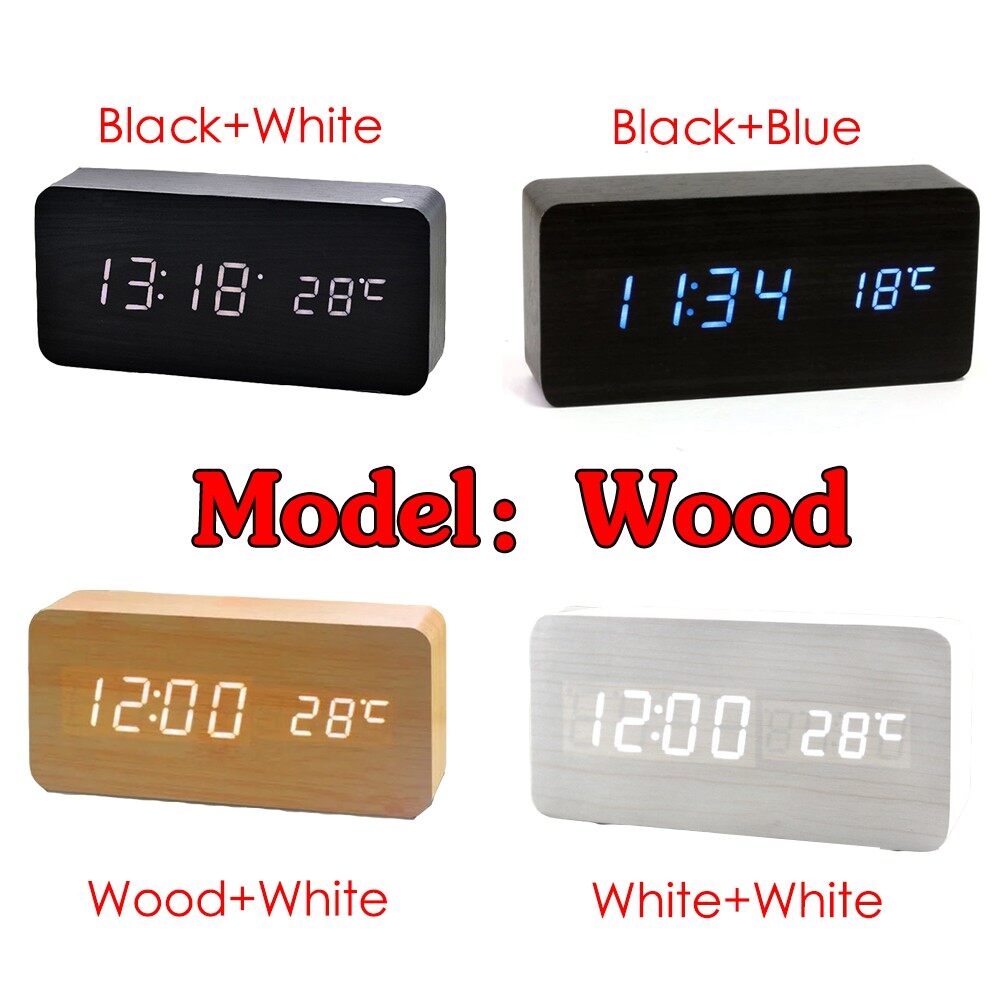 KS Clock Desktop digital clock LED wooden surface work via USB clock Cube