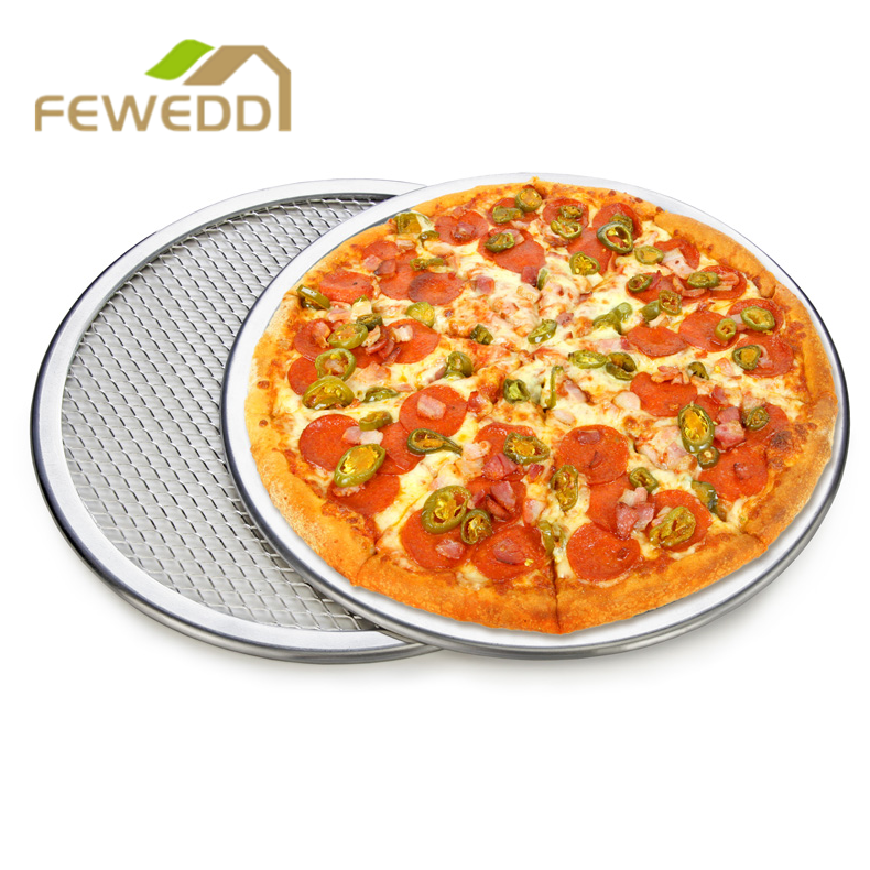 Lưới pizza hợp kim nhôm lưới dày tròn, vỉ nướng khay nướng, dụng cụ nhà bếp
