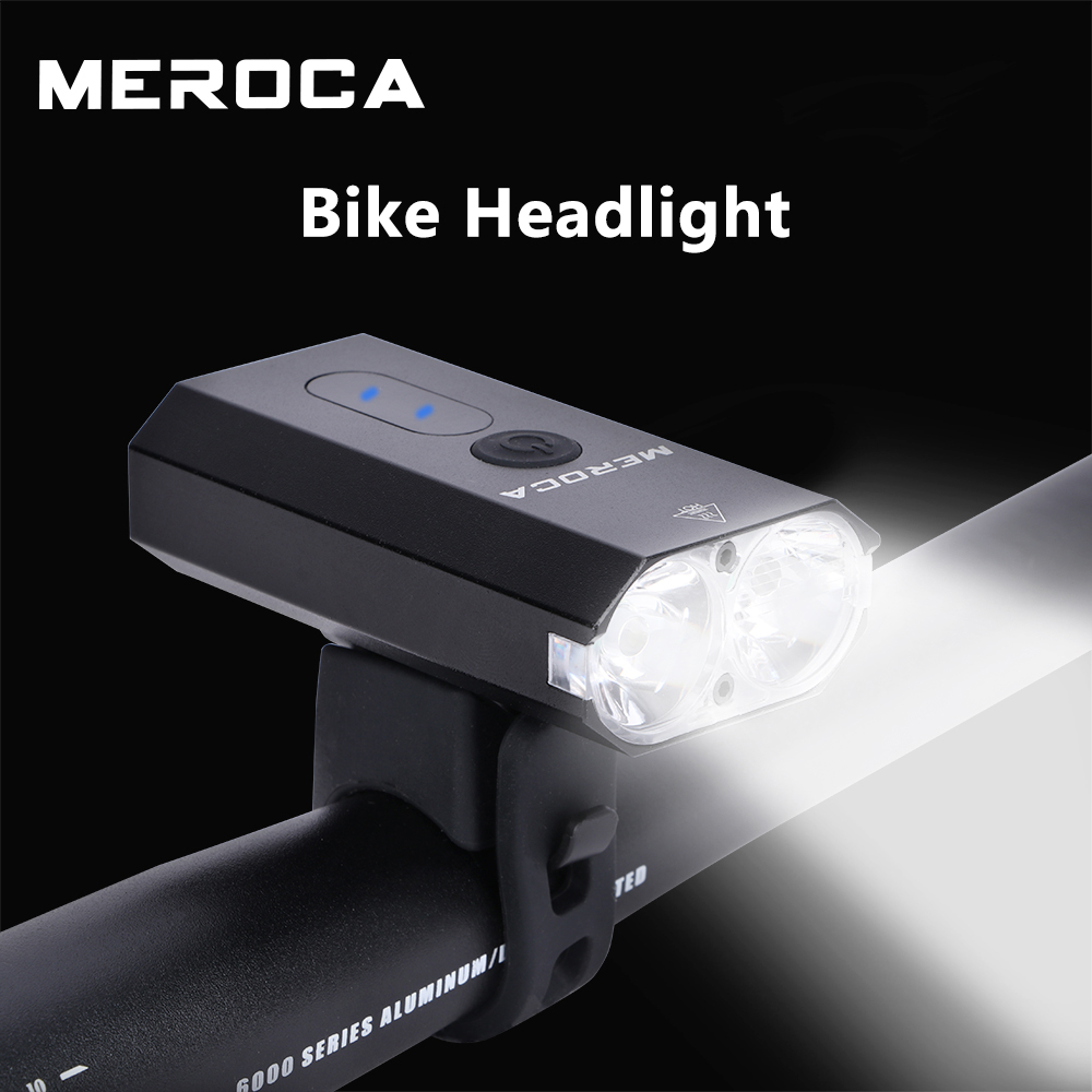 Meroca đèn xe đạp đèn led al6061 vỏ hợp kim nhôm sạc usb đèn pin chất lượng cao đèn pha xe đạp đèn trước phụ kiện xe đạp