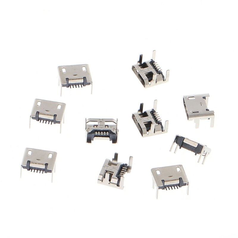 10 cái đầu nối ổ cắm cái 5 chân micro usb loại b smd 4 chân 90 độ