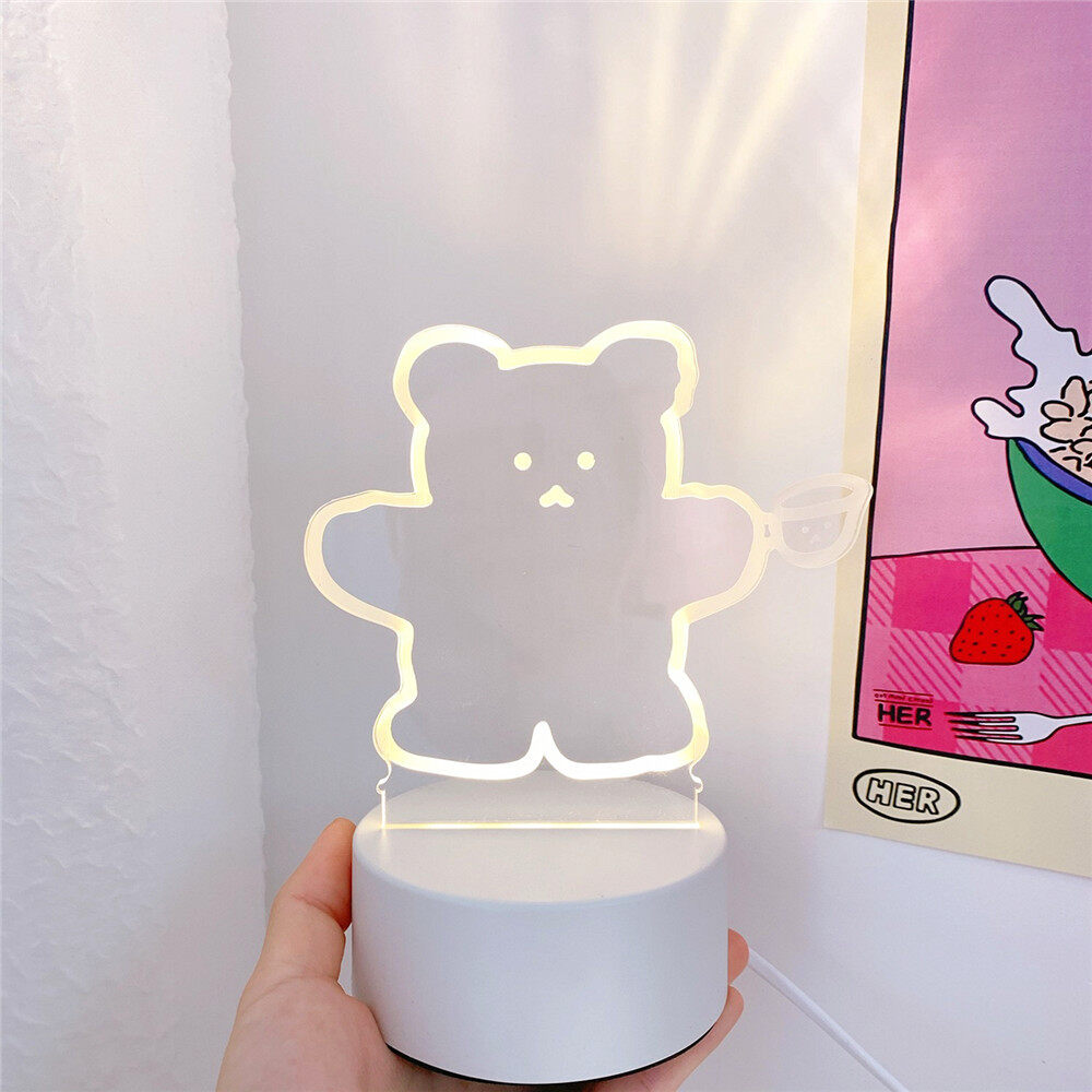 Đèn ngủ led 3d hình cún gấu trang trí decor siêu dễ thương