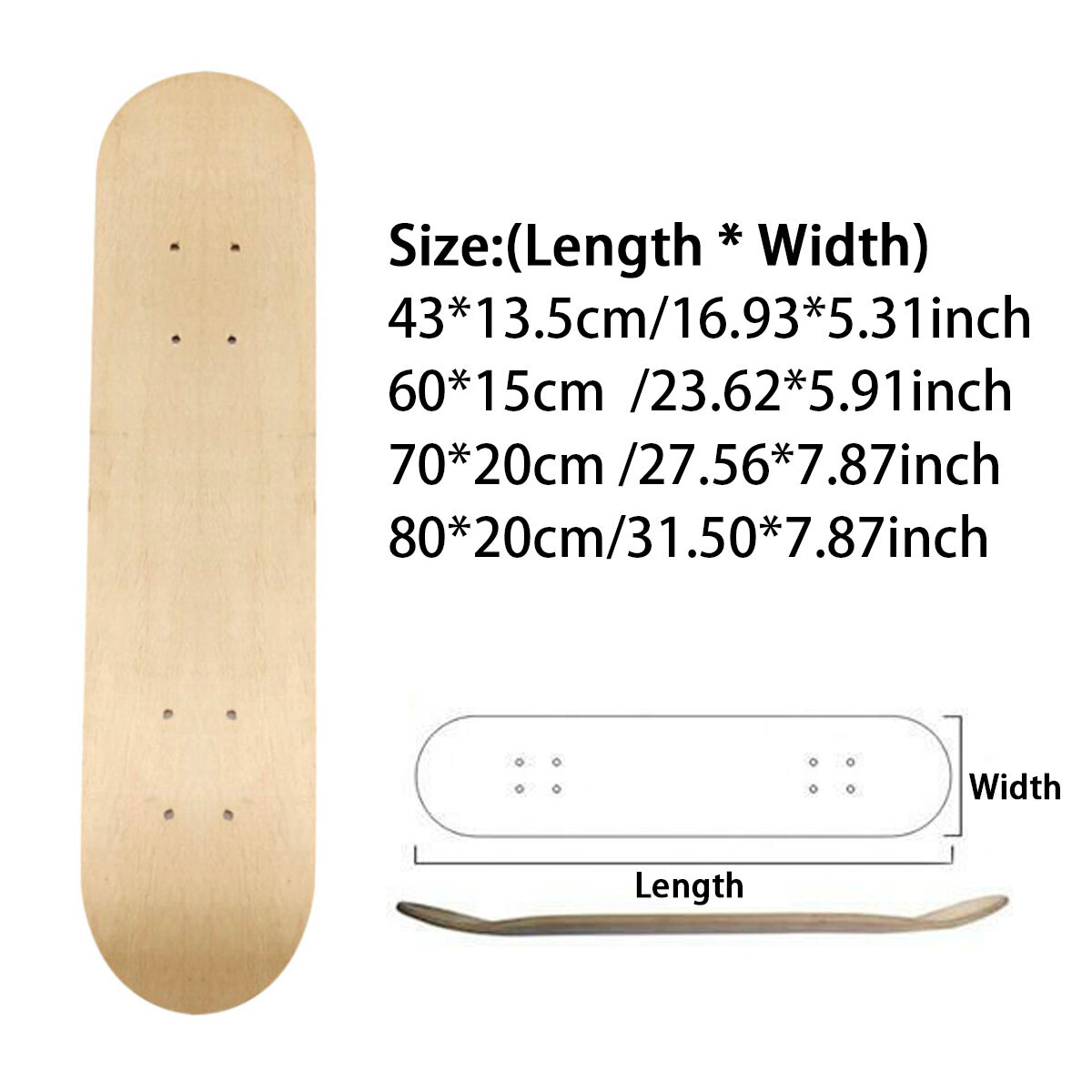Generic Skateboard Deck 7 Layers Wood Maple Double Concave Skateboard
