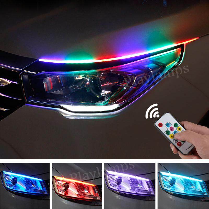 2 Chiếc Đèn Ô Tô, Đèn LED Chạy Ban Ngày RGB Cho Xe Ô Tô, Phụ Kiện Tạo Kiểu Cho Xe Hơi Dải Dẫn Tín Hiệu Rẽ Lắp Ráp Đèn Pha