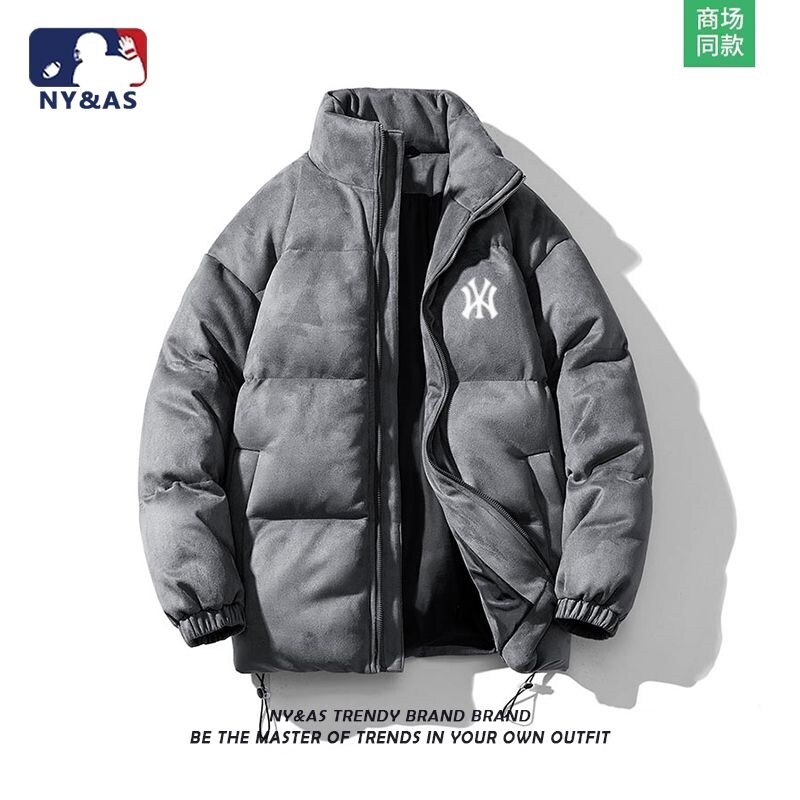 Hàn Quốc chính hãng 2024 MLB NY như áo khoác lông vũ nam mùa đông mới da lộn áo phao ấm dày cotton á