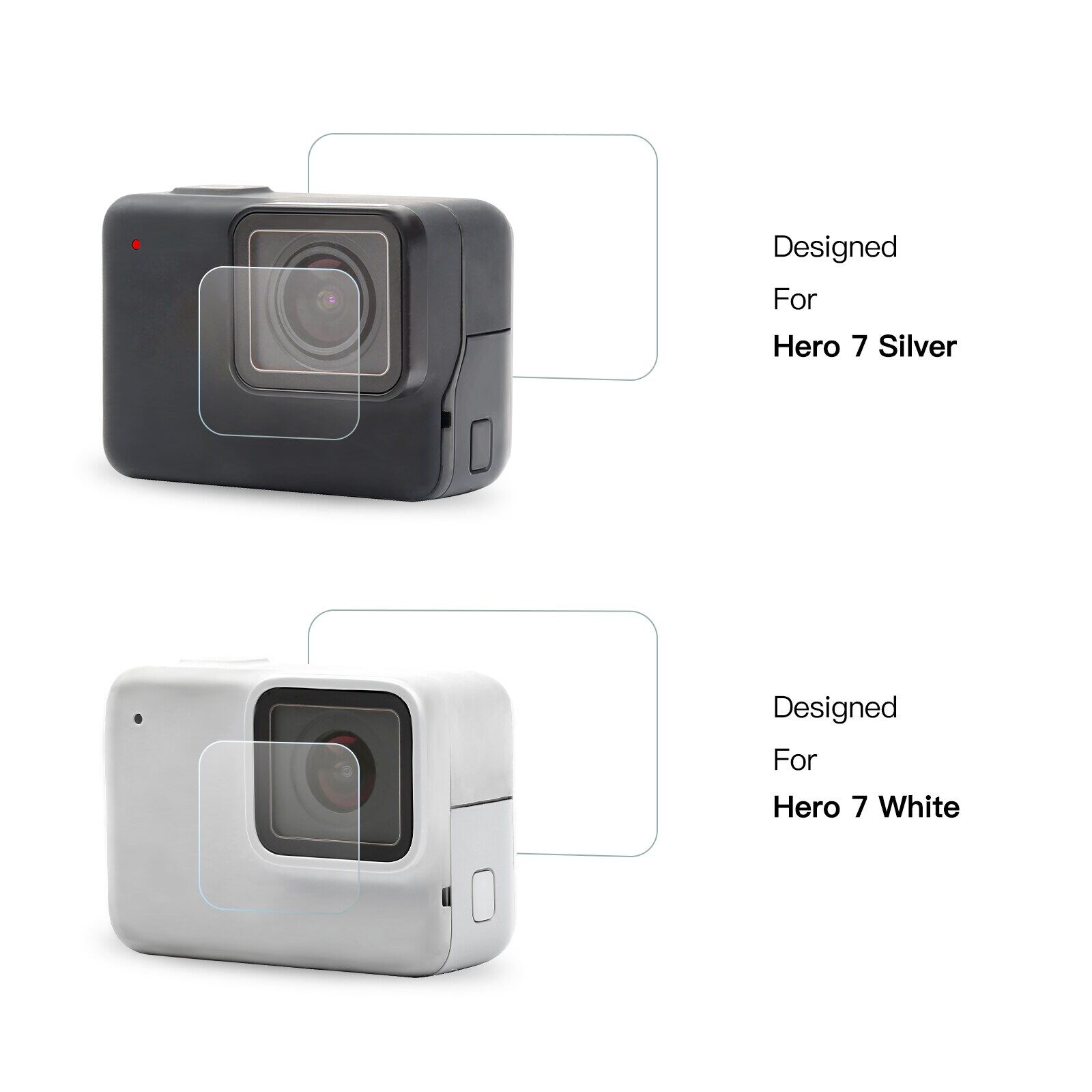 【New-store】 Cho GoPro 7 anh hùng bạc/phiên bản màu trắng camera hành động HD màn hình kính cường lực Bìa flimlens tấm dán bảo vệ phụ kiện máy ảnh