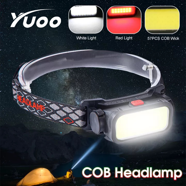 Yuoo đèn pha led mạnh mẽ đèn pha sạc usb cob đèn pin đội đầu chống nước tích hợp pin đèn đội đầu