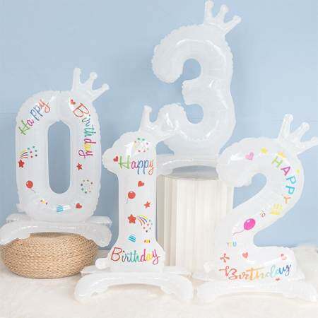 32" White Number Balloons for Kids Birthday Decor