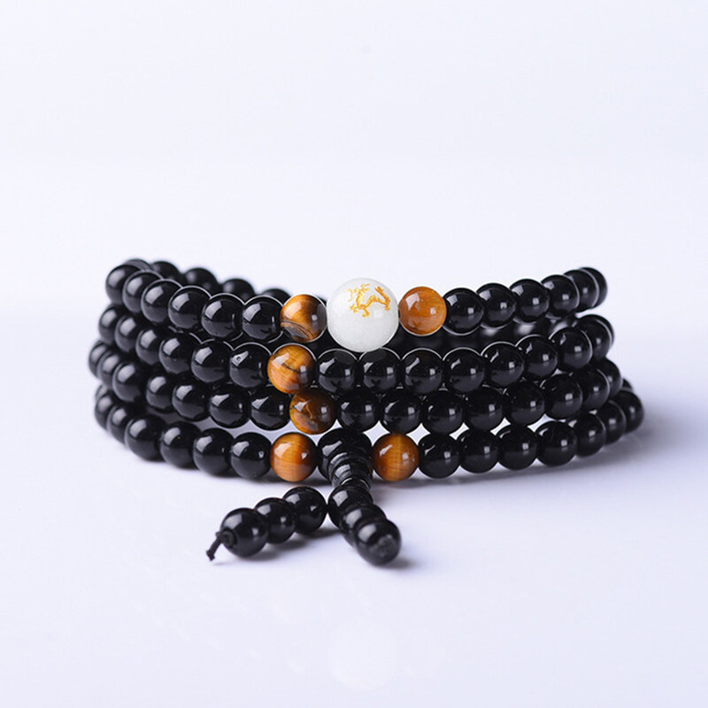 SAWU 108 Obsidian Bracelets Couple Multilayer Luminous Bead Bracelet Fashion Jewelry