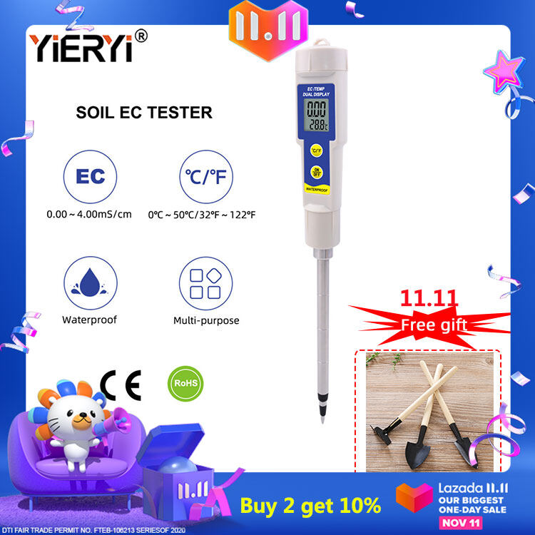 Yieryi đồng hồ đo ec đất chống thấm nước, máy kiểm tra nhiệt độ ec-315 kiểm tra độ dẫn điện đa năng 2 trong 1, ec với atc