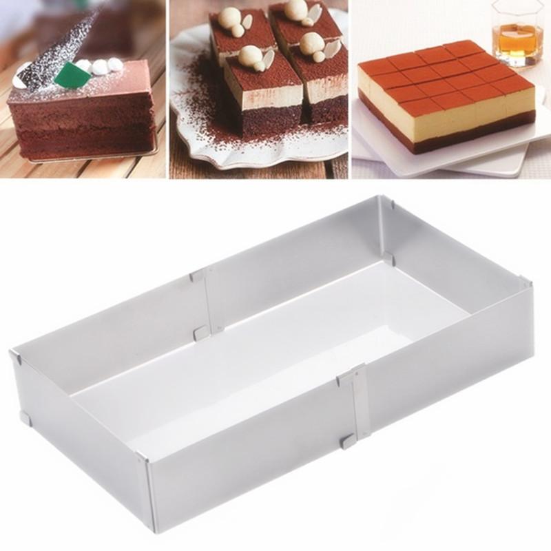 15-27.5cm có thể điều chỉnh bằng thép không gỉ bánh khuôn vuông sô cô la khuôn tròn làm bánh mousse phụ kiện làm bánh công cụ trang trí bánh