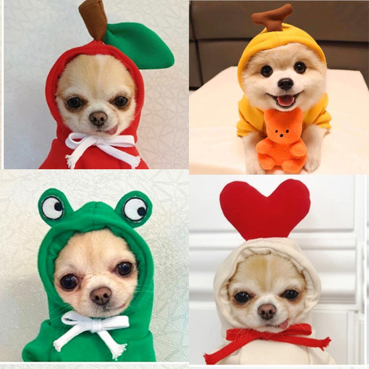 YUNYUAN Quần Áo Thú Cưng Cosplay Chuyển Đổi Dễ Thương 3D Trái Cây In Hoodie Quần Áo Họa Tiết Cún Cưng Áo Tay Dài Cho Shih Tzu Chowchow