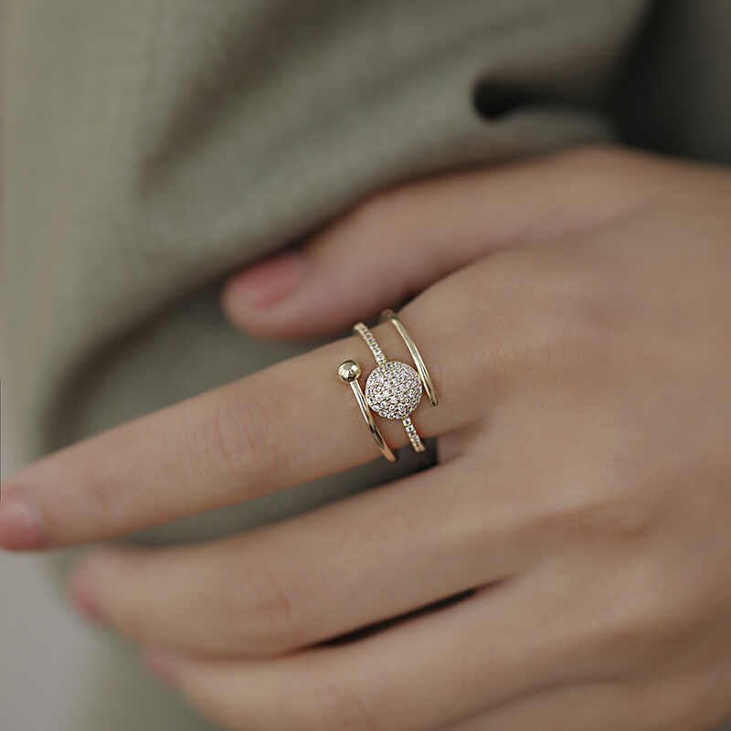 Frascati Nhẫn Hở Hình Tròn Zircon Cổ Điển Mới, Phụ Kiện Ngón Tay Cho Nữ Trang Sức Thời Trang Hàn Quốc Nhẫn Tiệc Cưới