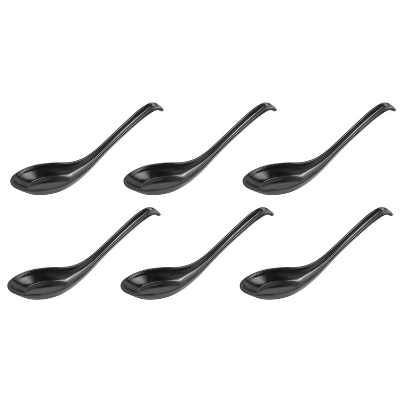 Soup Spoons,6 Pcs Japanese Style Spoons Creative Rice Spoons Chinese Asian Soup Spoons with Long Handle for Restaurants