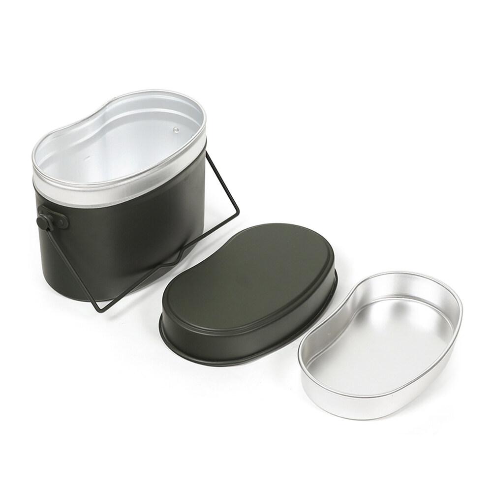 1.2L Outdoor Military Canteen Mess Tin Kit Camping Cookware Lunch Box Cooking Pot for