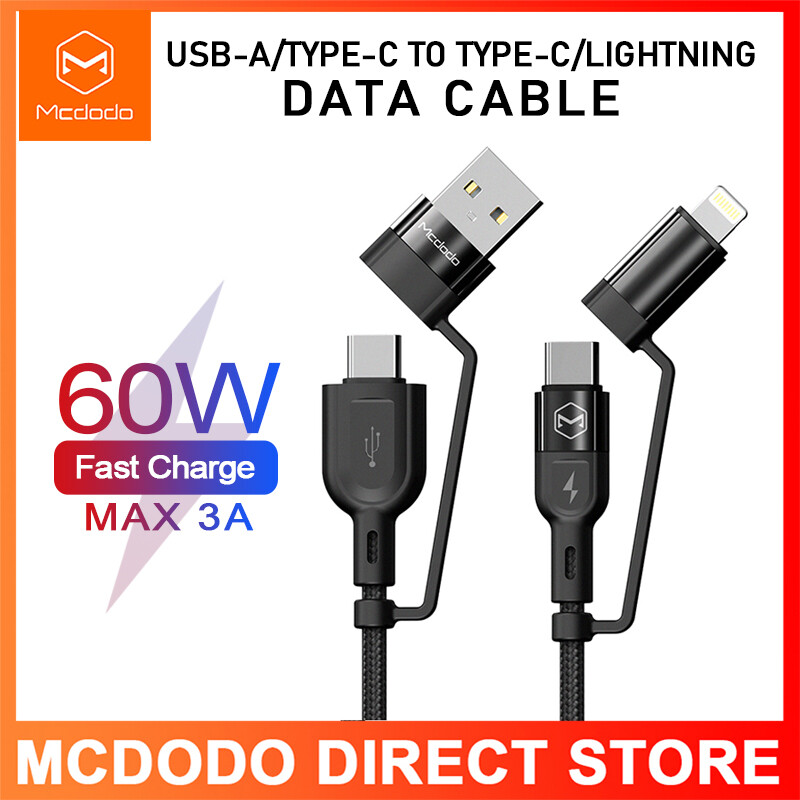 Cáp Sạc Nhanh Mcdodo USB-A/Type-C Sang Type-C/Lightning 4 Trong 1 PD 60W, Công Suất Cao Cho iPhone 12 Mini 12 Pro Max/ X 8 Plus XR XS MAX cáp Sạc Dữ Liệu Samsung Huawei Mate 20 Pro P30 Pro Xiaomi