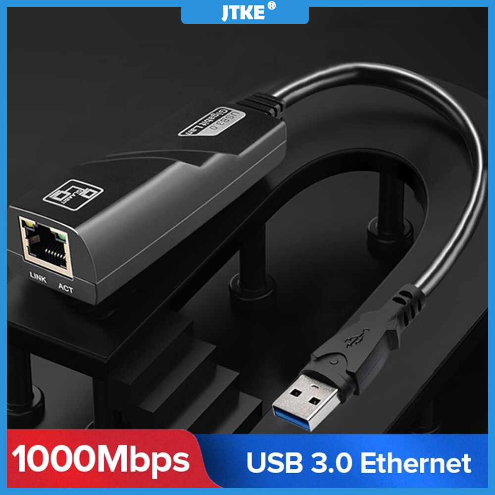 JTKE Bộ Chuyển Đổi Mạng Có Dây USB 3.0 Sang Gigabit Ethernet RJ45 LAN (10/100/1000) Mbps Card Mạng Ethernet Cho Máy Vi Tính Máy Tính Xách Tay Windows MAC