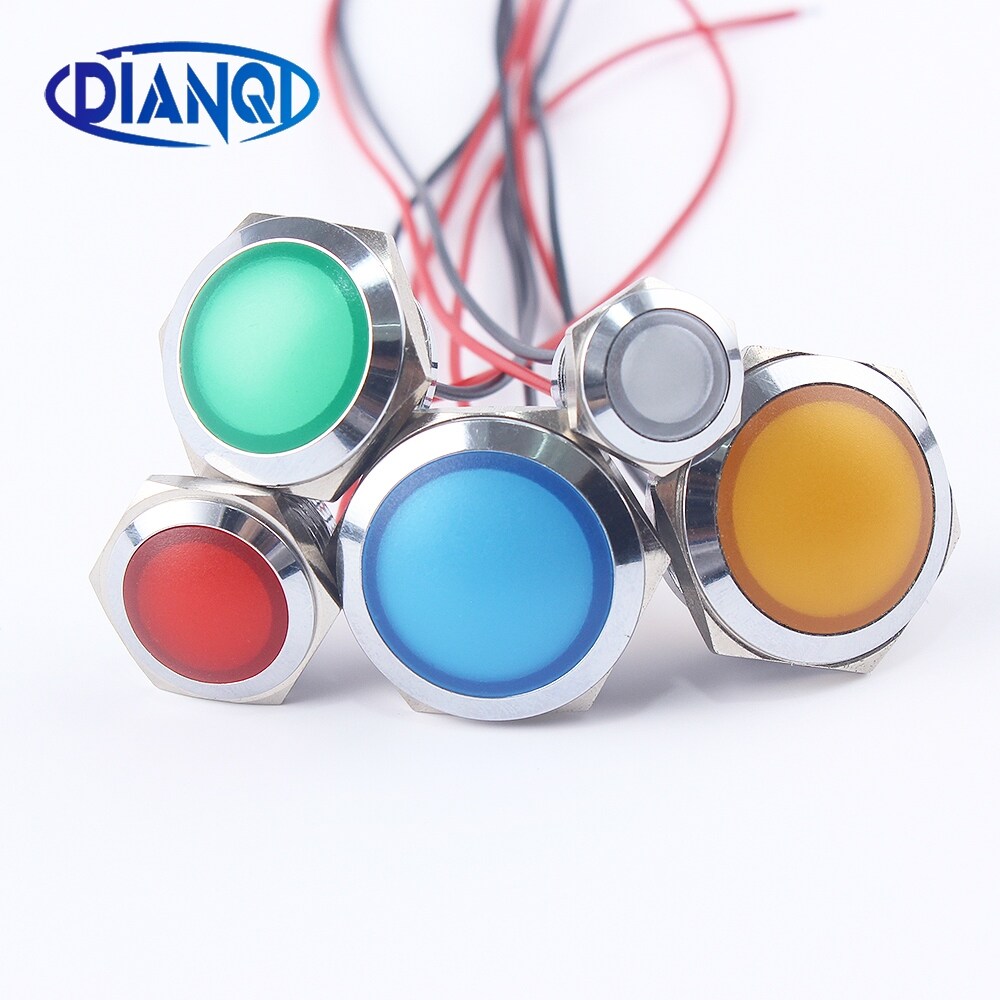 [GAMA] Đèn Tín Hiệu Hình Cầu Tròn Kim Loại Chống Nước 12Mm 16Mm 19Mm 22Mm Đèn Có Dây LED Màu Đỏ Vàng Xanh Dương Xanh Lá Trắng
