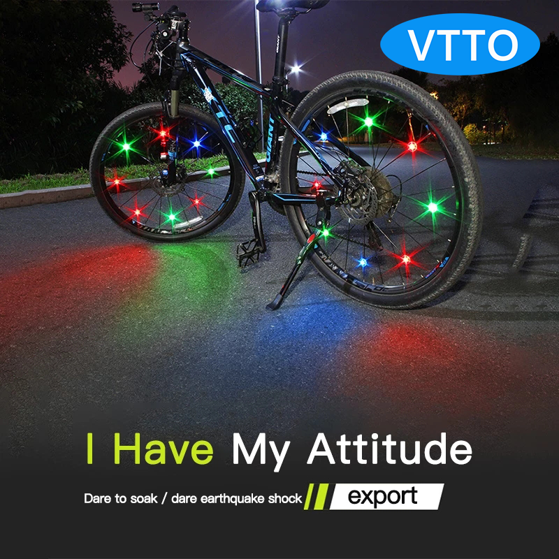 VTTO LED Neon Light Bicycle Wheel Spoke Light Waterproof Bike Safety Warning Light Cycling Light Bicycle Accessories