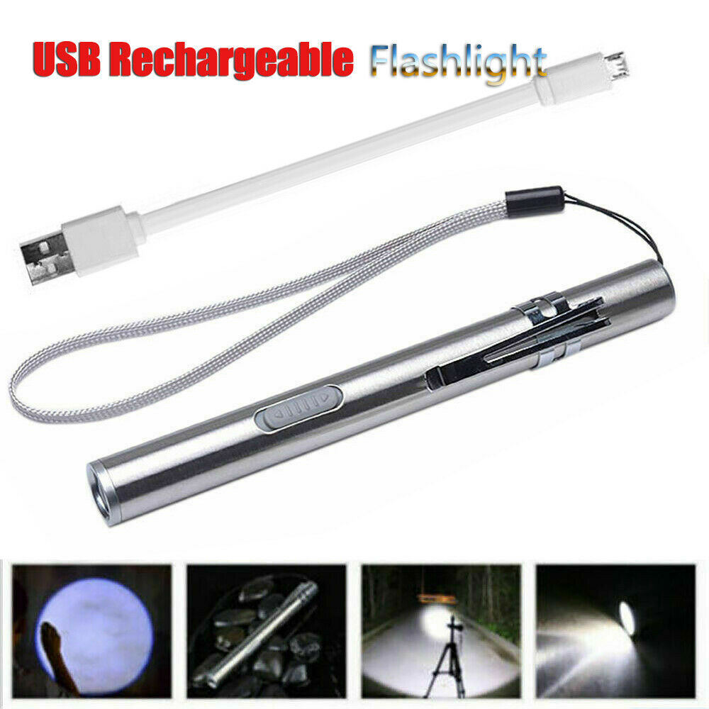 Đèn Bút đèn pin LED nguyên bản USB Mini Đèn Pin + kẹp thép không gỉ chất lượng & đèn pin đèn làm việc chuyên nghiệp có thể sạc lại