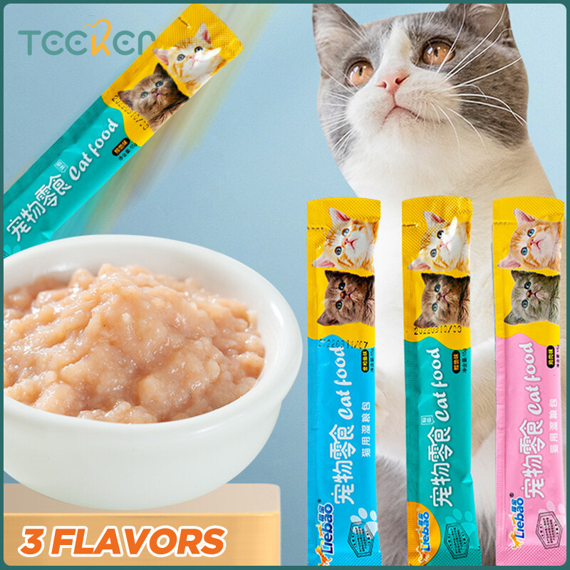 Teeker Cat Treat Pouches For Indoor Cats All Natural Cod Tuna Chicken Puree Tube Treats Kitten and Senior Soft Wet Cat Food ราคา 5 บาท*ส่งฟรี