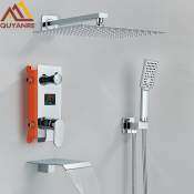 Chrome Digital Shower Faucet Set with Rainfall Shower Head