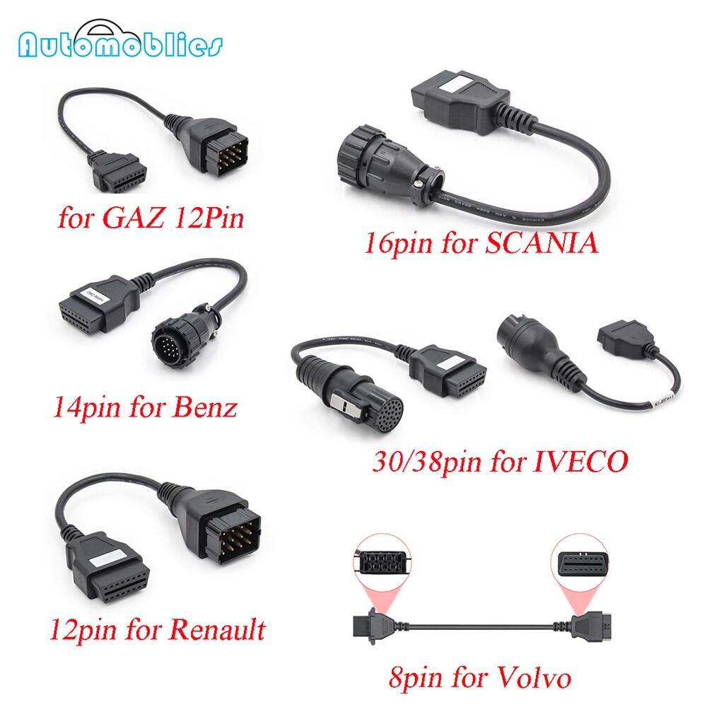 Dụng Cụ Chẩn Đoán Ô Tô 16 Pin OBD2 Cho Scania Cho Volvo Obd Cáp Diesel Cho Iveco Cho Renault OBD 2 Bộ Chuyển Đổi Đầu Nối Quét OBDII