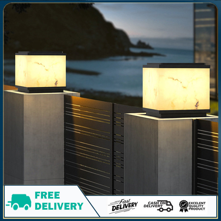 Solar Pillar Lamp Outdoor Yard Lamp Scagliola Waterproof Gate Wall Lamp Garden Decorative Pillar Door Pillar Lamp ราคา 5,429 บาท*ส่งฟรี