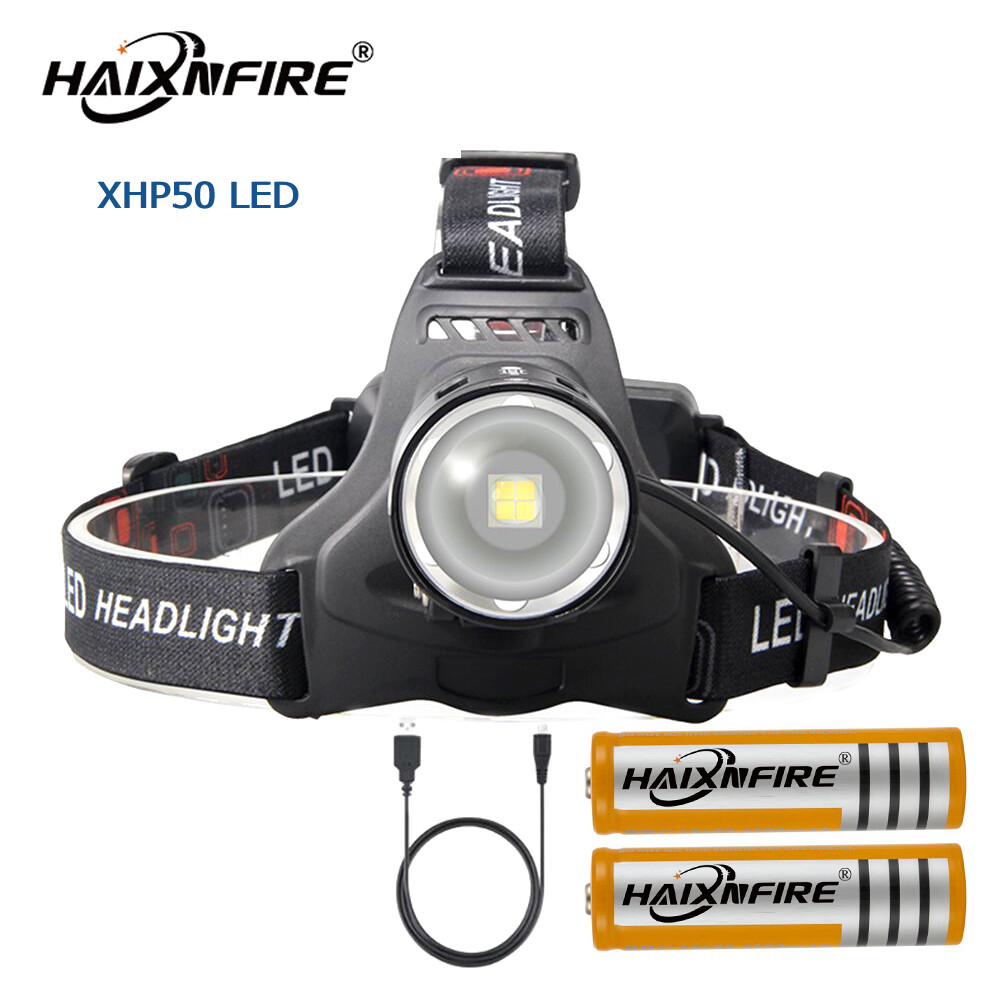 Haixnfire đèn pha led hp36 xhp50 đèn pha câu cá đèn thu phóng 5000 lumen đèn pha chống nước đèn pin đèn pha