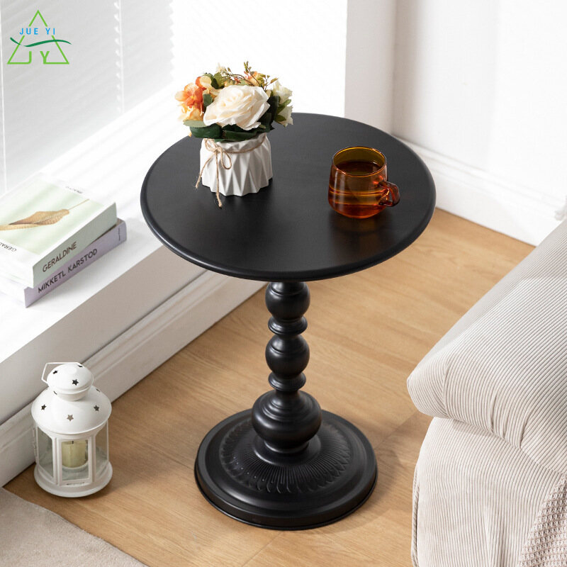 KS Table American sofa side table iron art retro the head of a bed in the ancient small round table balcony small tea table design living room minimalist tea table