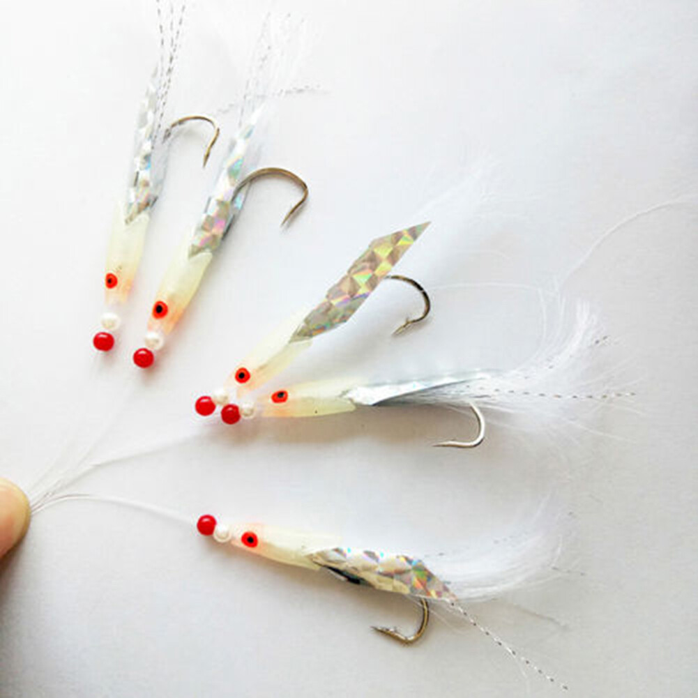 5Pcs Artificial Mackerel Feathers Bass Cod Lures Sea Fishing Rigs Tackle Bait ราคา 36 บาท*ส่งฟรี