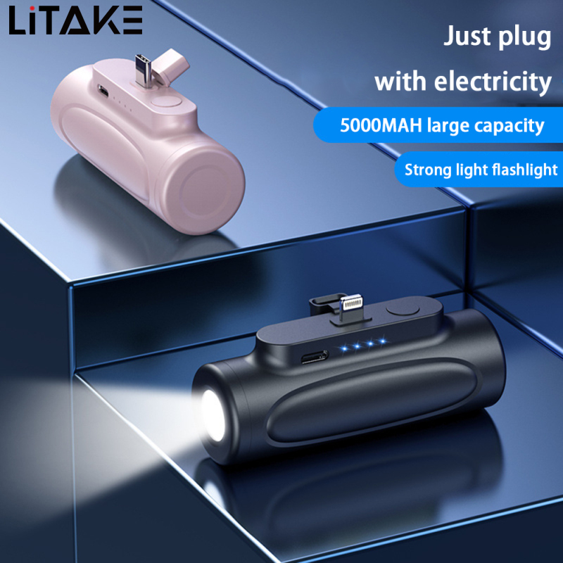 LITAKE Sạc Dự Phòng Bỏ Túi Mini 5000Mah Có Đèn Pin Led Pin Ngoài Khẩn Cấp Sạc Nhanh Di Động Không Dây