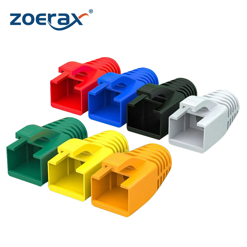 Zoerax 50pcs rj45 căng thẳng cáp mạng ethernet relief khởi động cáp kết nối nắp ổ cắm cho cat8 cat7 cat6a cat6 cat5e cat5