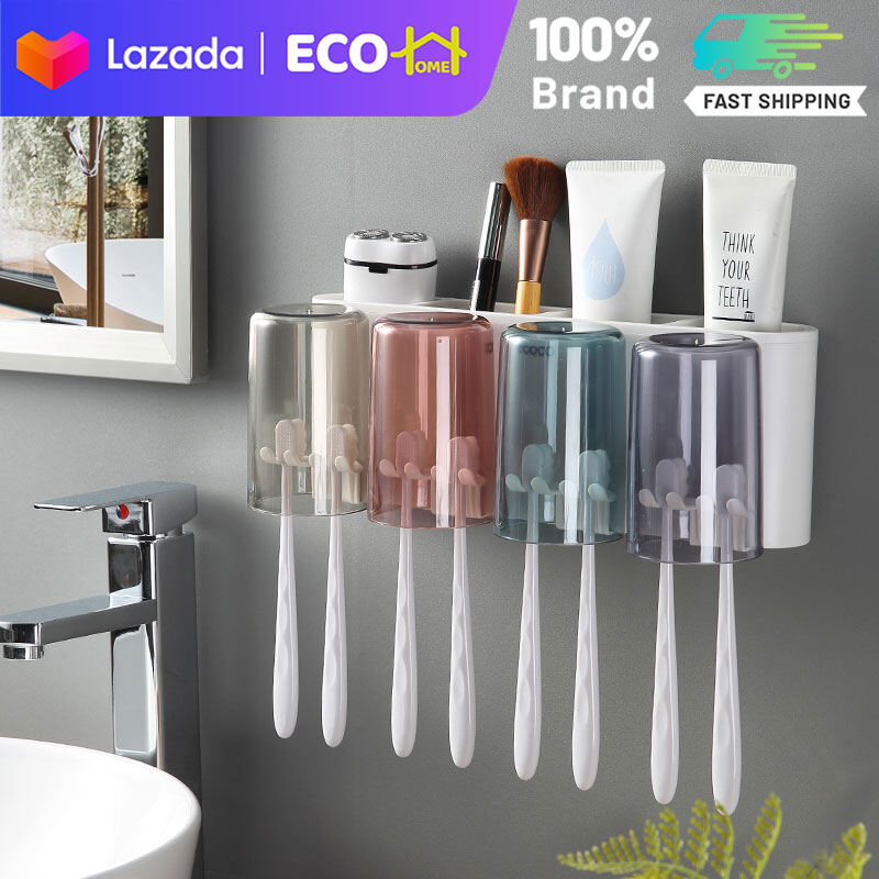 Bộ giá giữ bàn chải đánh răng với sức chứa lớn, dễ dàng cài đặt, bền, chịu lực 10kg chống bụi cho gia đình trẻ em