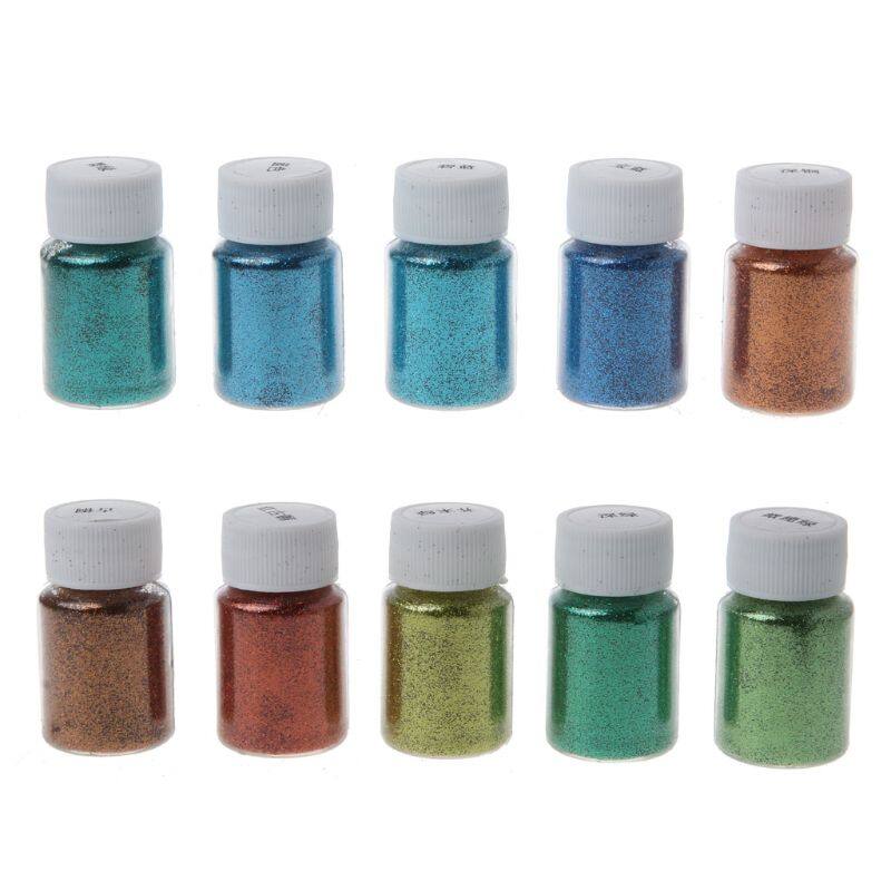 Bộ Sắc Tố Kim Sa Lấp Lánh Laser Thủ Công 10 Màu Khuôn Nhựa Epoxy Pha Lê Tự Làm, Các Chất Hàn Làm Đồ Trang Sức