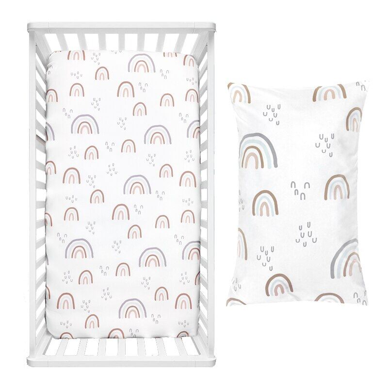 2Pcs Baby Fitted Crib Sheets 130*70 Cm Cartoon Print Bed Sheet Baby Bedding Mattress Covers Crib Sheet For Unisex Boys Girls