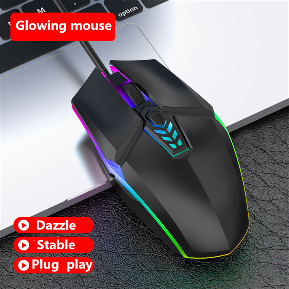Chuột chơi game có dây 1600 DPI quang 6 Nút Chuột USB với đèn nền RGB chuột không tiếng cho máy tính để bàn laptop máy tính Chuột Game Thủ