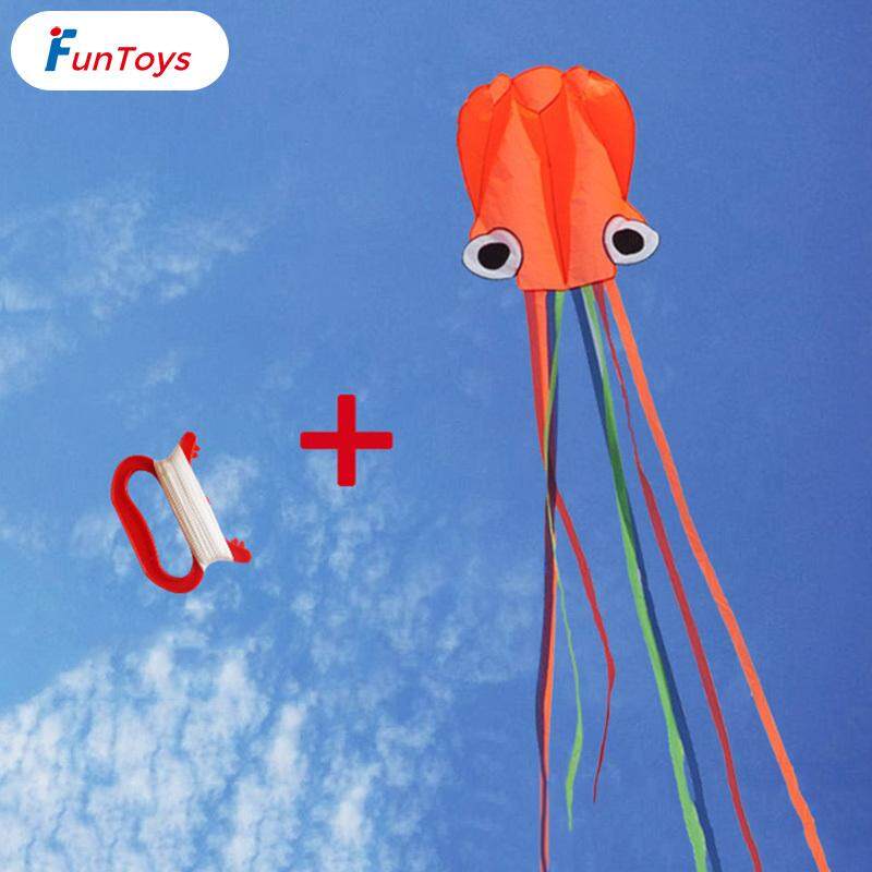FunToys 4M ขนาดใหญ่ว่าวง่าย Fly Stunt ขนาดใหญ่แบบพับได้ว่าวปลาหมึก 30 M String
