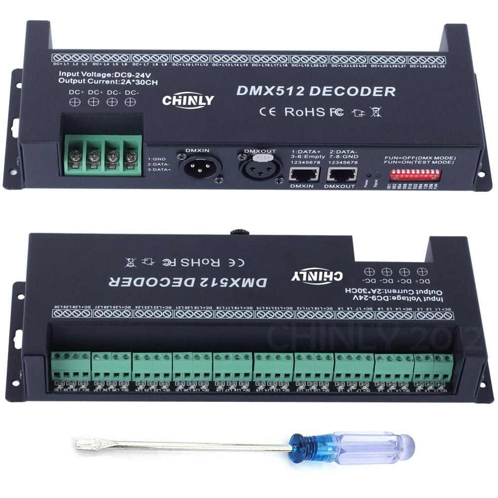 DMX 512 Decoder 30 Channels DMX RGB Controller Decorated LED Strip Lighting Dimmer Hot Selling DC 9V- 24 V Drivers Controllers ราคา 4,747 บาท*ส่งฟรี