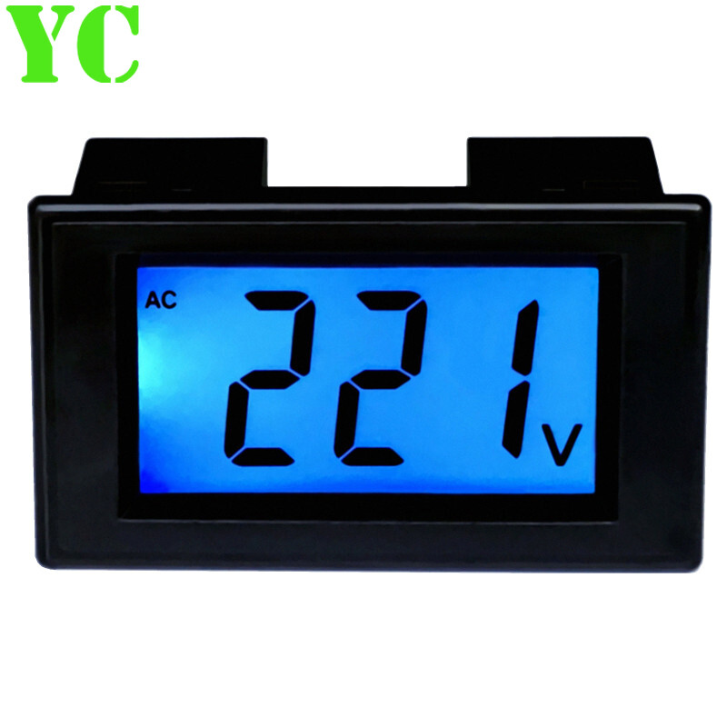 Vôn kế kỹ thuật số led ac 80-500v vôn kế công cụ đồng hồ vôn kế thiết bị kiểm tra điện áp 380v 220v màn hình xanh 2 dây