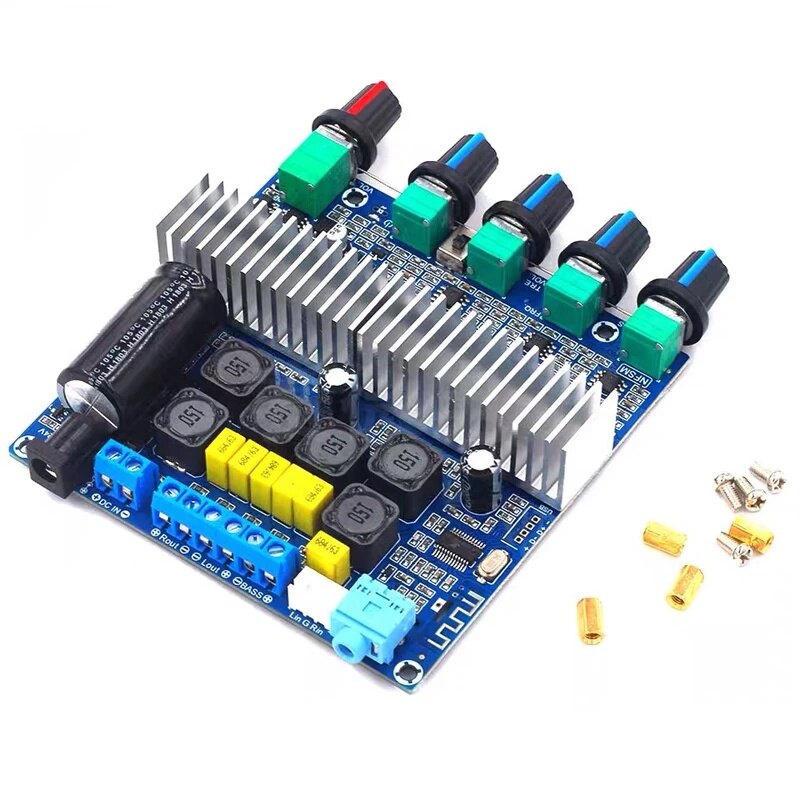 Bảng mạch khuếch đại loa siêu trầm tpa3116, bảng mạch khuếch đại âm thanh bluetooth 2.1 công suất cao 100 kênh 2*50w + 5.0 w dc12v-24v