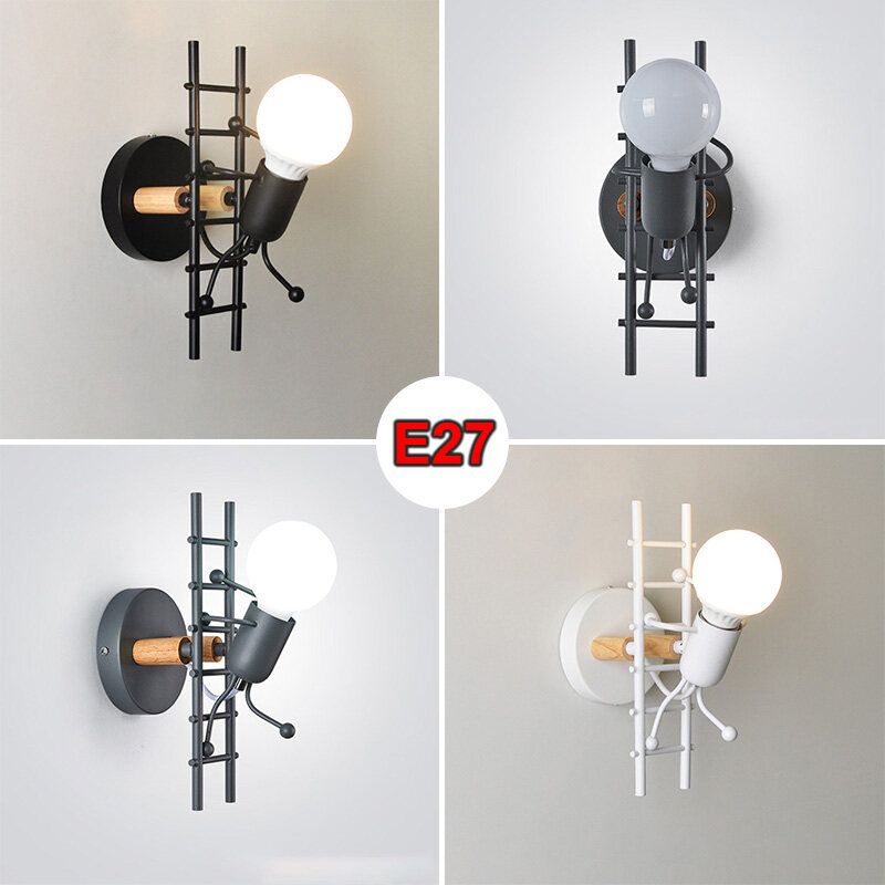 Nordic Modern E27 LED wall lamp iron child sconces light indoor lighting