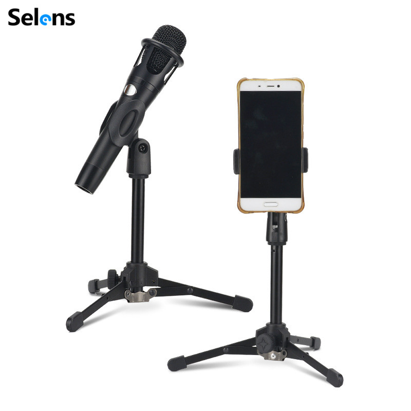 Micro selens, giá đỡ ba chân để bàn micro, điện thoại máy tính đứng kim loại có thể co rút được tiktok vlog giá đỡ bài hát live k