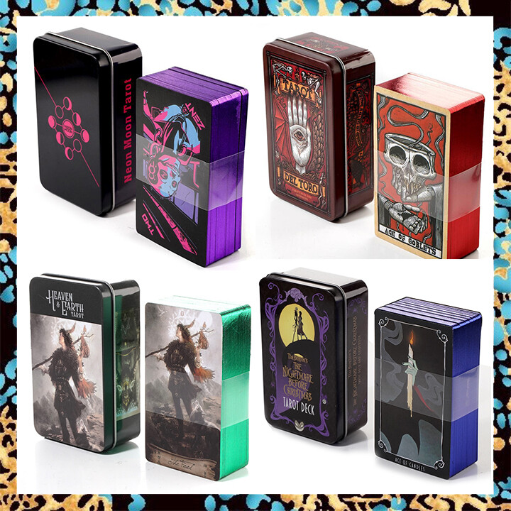 Hộp thiếc tarot-thẻ bài tarot neon moon | kèm sách hướng dẫn bằng giấy | kích thước xách tay 10.3x6cm | thẻ bói toán | sách hướng dẫn phiên bản tiếng anh | tarot card