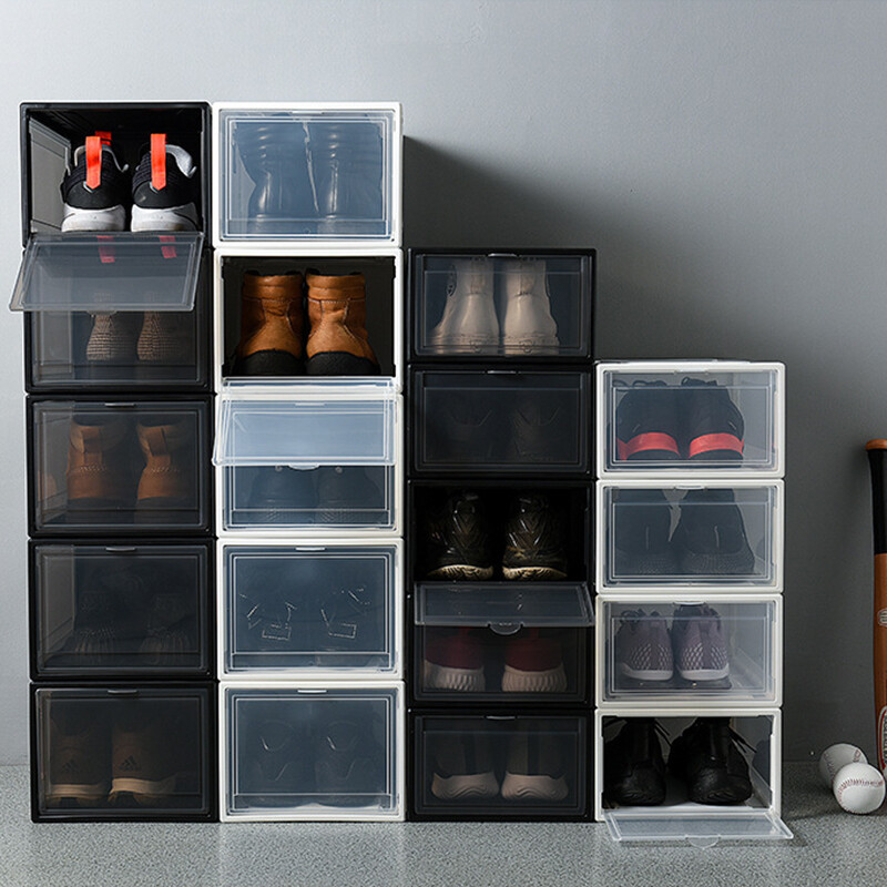 Caso transparente de zapatos de plástico Caja de almacenamiento