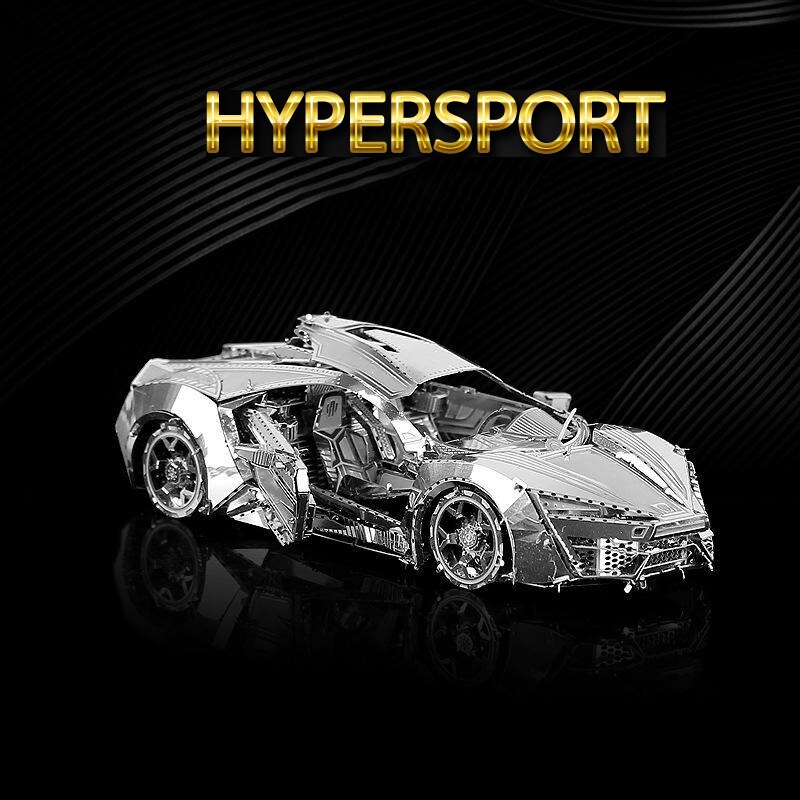 3D Puzzle Metal Model Kit Hypersport Racing Car Assembly Model Toys DIY 3D Laser Cut Prefabricated Puzzle Models Toys For Adults